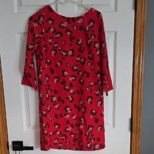The Limited Red Animal Print Long Sleeve Dress